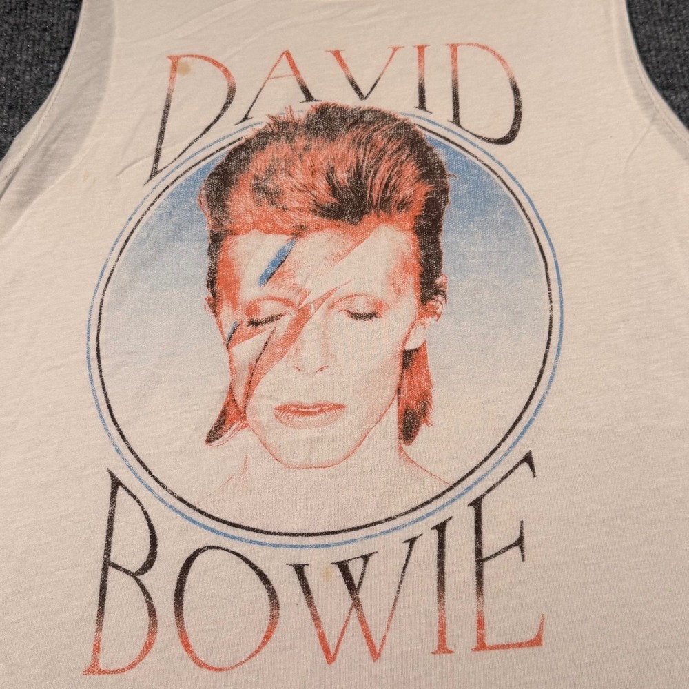 David Bowie Aladdin Sane Album Muscle Tank Top White Soft Cotton Womens Large